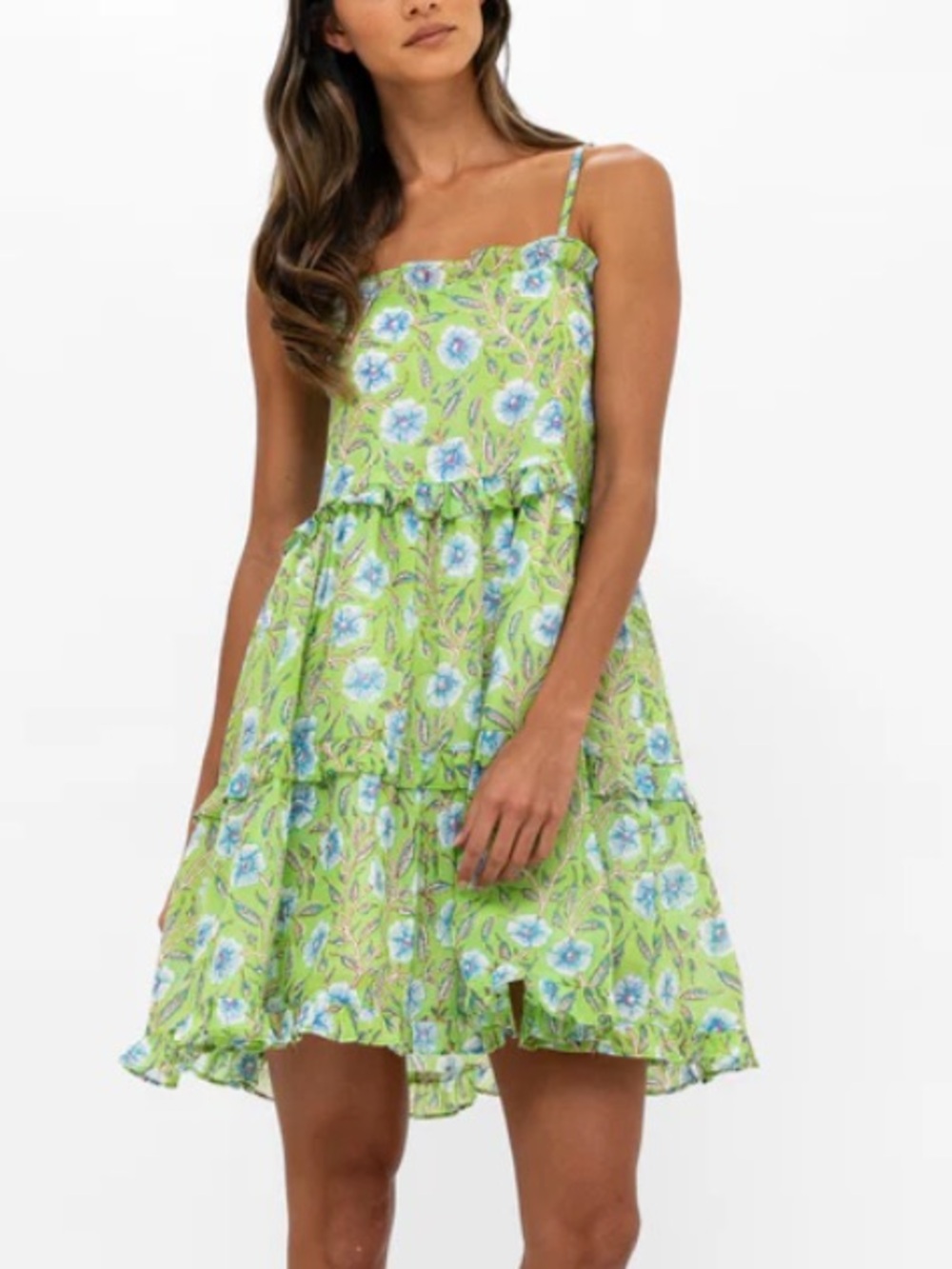 NEW Oliphant SMOCKED BACK MINI DRESS Amalfi Lime Size Large NWT.  Sk10